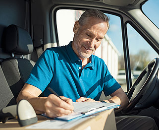 Driver fills in a form